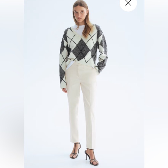 H&M Pants - H&M NWOT Women's Cream Tailored Straight-Leg Pants, Size 14